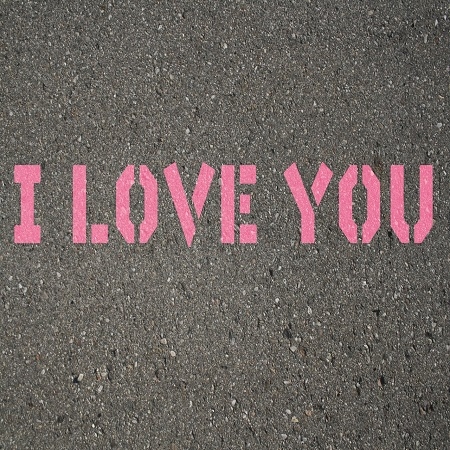 Inscription on the pavement I Love You