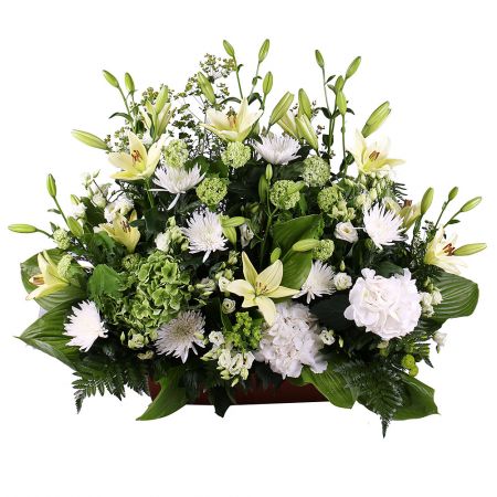 Basket of white flowers