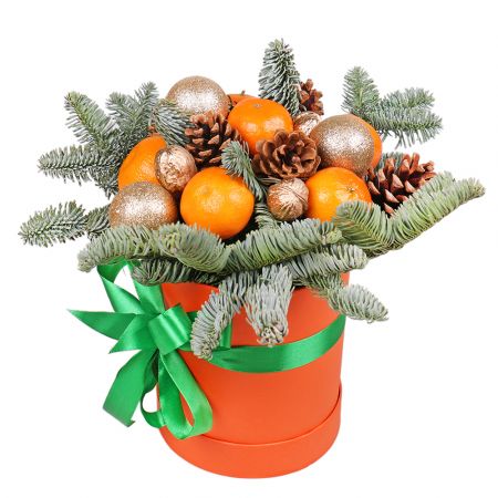Christmas box with tangerines 