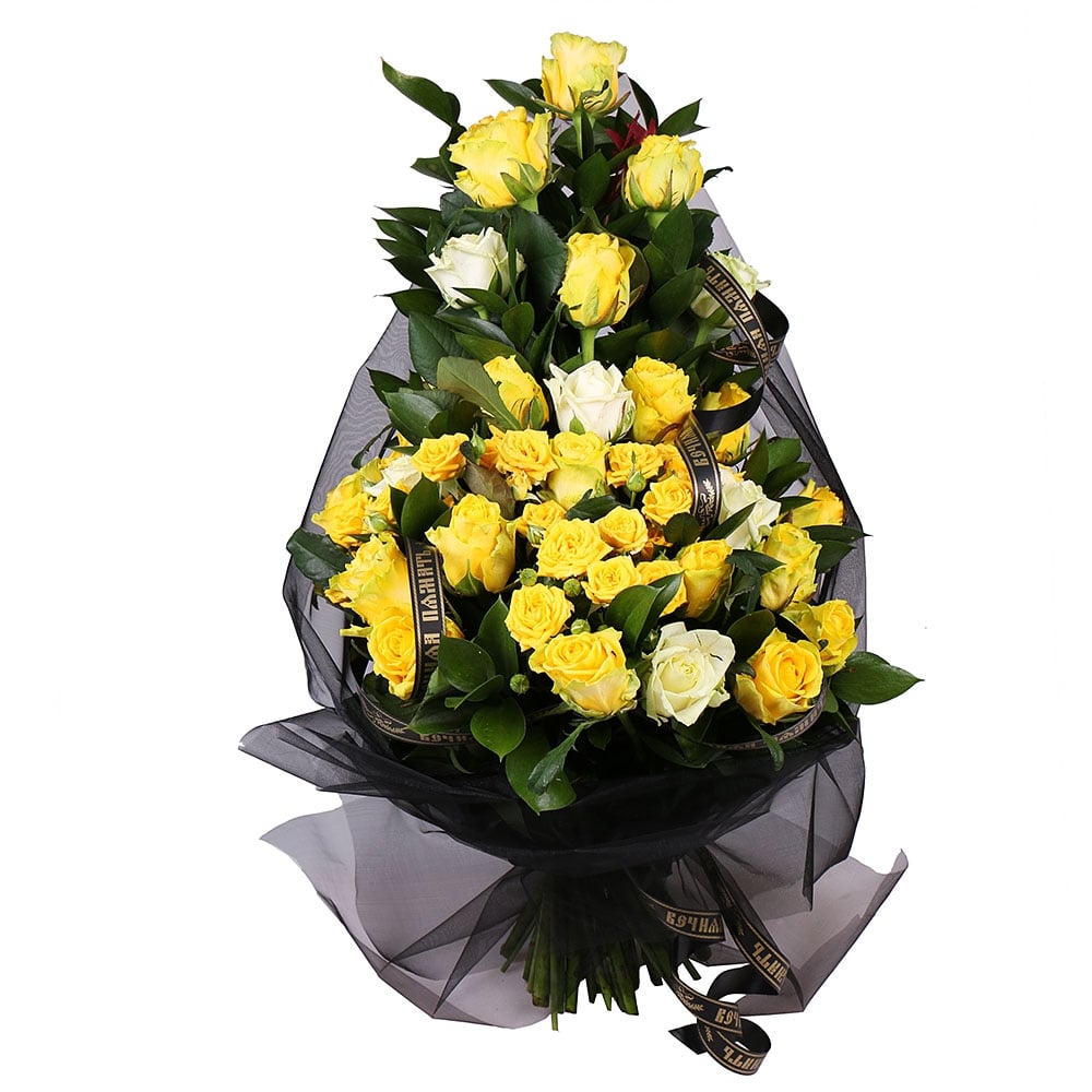 Funeral bouquet in gold color Vishnevoe