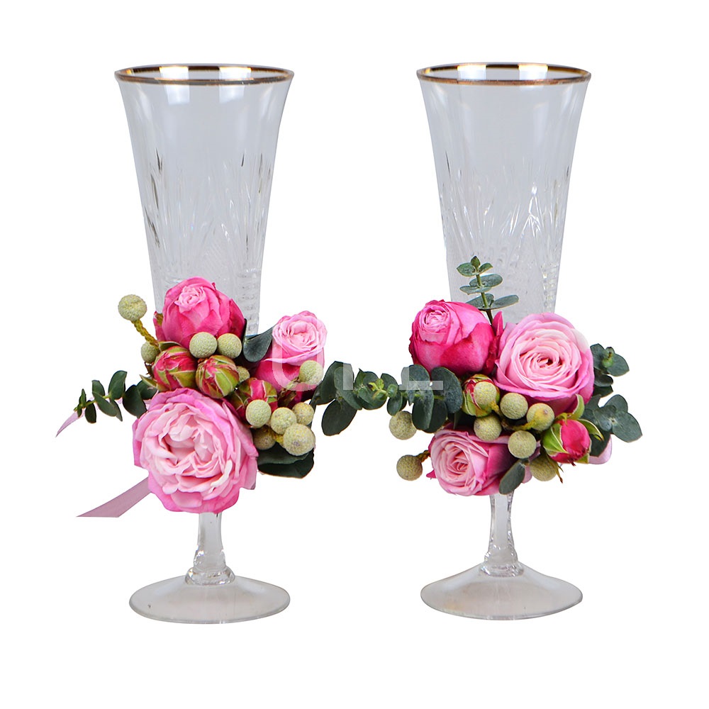 Flower decoration of glasses №6