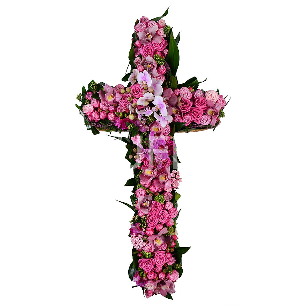Похоронный крест из цветов