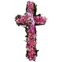 Похоронный крест из цветов