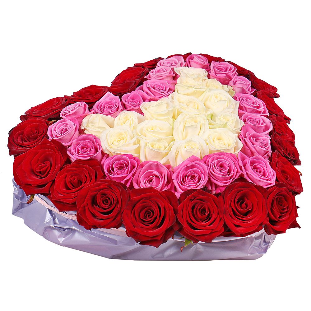 Multicolored heart of roses Bibo