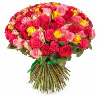 Multicolored roses 101 pcs St. Moritz