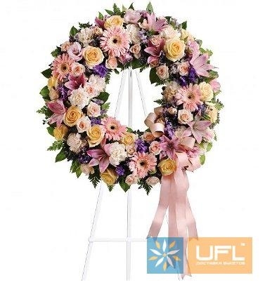 Funeral arrangement of fresh flowers № 7 Vishnevoe