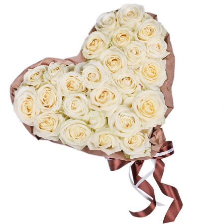 Сердце из белых роз Торитто