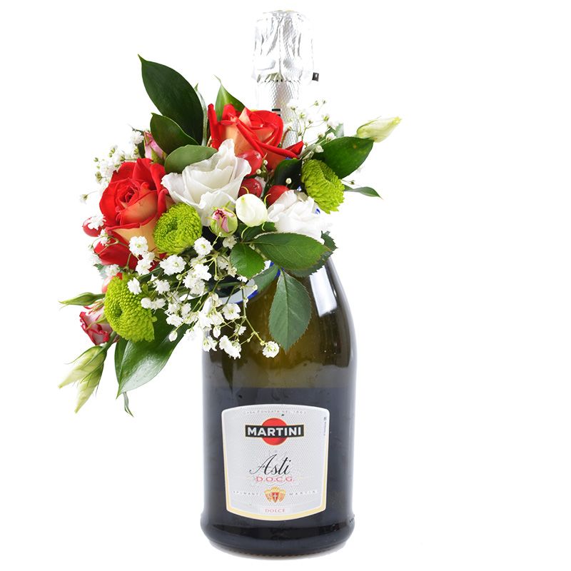 Champagne Asti Martini with flower decor