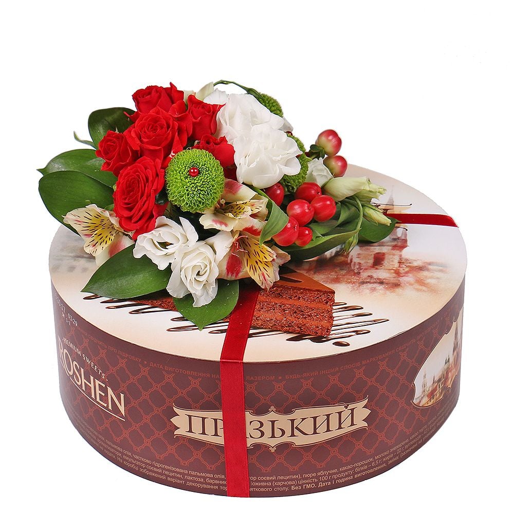 Торт с цветочным оформлением Малинска