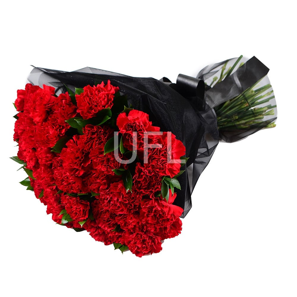 Funeral bouquet with carnations Vishnevoe