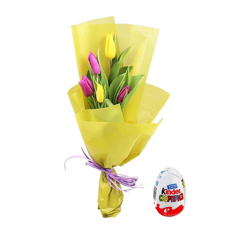 Mix of tulips + kinder surprise Mix of tulips + kinder surprise