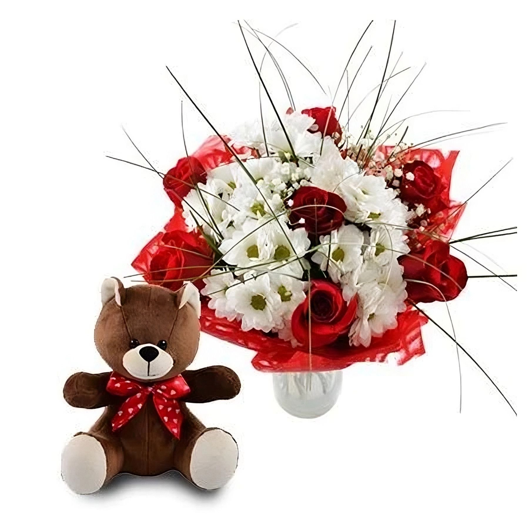 Bright Surprise (Bouquet+Teddy Bear) Vishnevoe