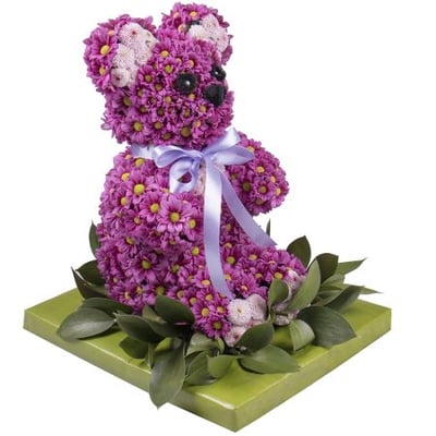 Игрушка из цветов - Лиловый мишка Крым