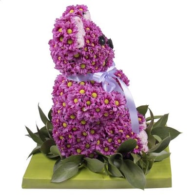 Игрушка из цветов - Лиловый мишка Никосия