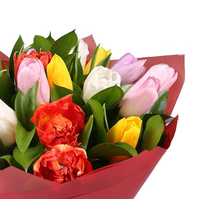 19 разноцветных тюльпанов Москва
