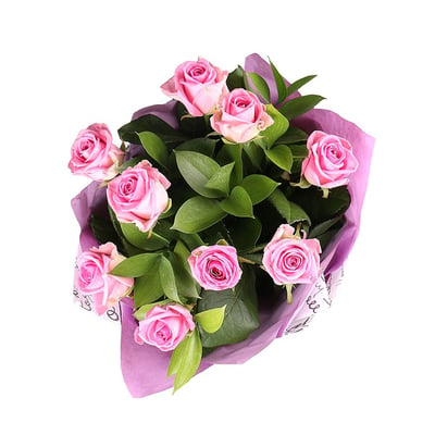 Из 9 розовых роз Груш-Люшуель