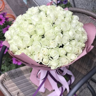 Букет 101 белая роза Крупянск