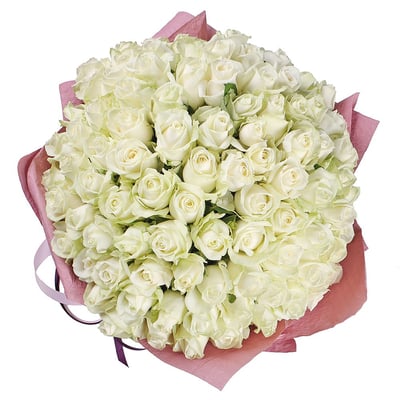 Букет 101 белая роза Бабаи