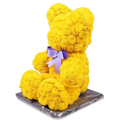 Желтый мишка из цветов с бантиком Киев