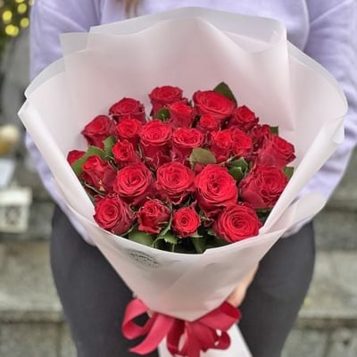 Акція! 25 червоних троянд 50 см Київ