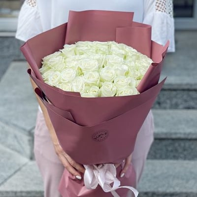 Promo! 51 white roses Kiev