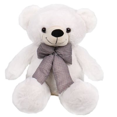 White teddy with a bow 60 cm Nikolaev
