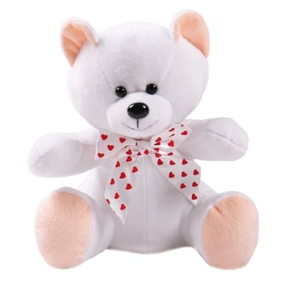 White teddy with hearts Nikolaev