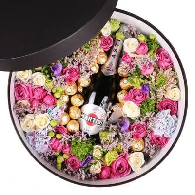 Box with flowers and champagne Kiev