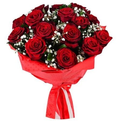 Розы с гипсофилой 15 шт Кингстон (Великобритания)