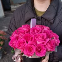 Pink roses in a box