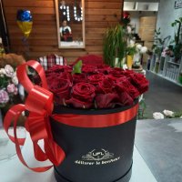 Червоні троянди в коробці 23 шт