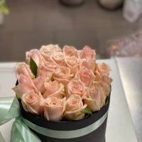 Cream roses in a box