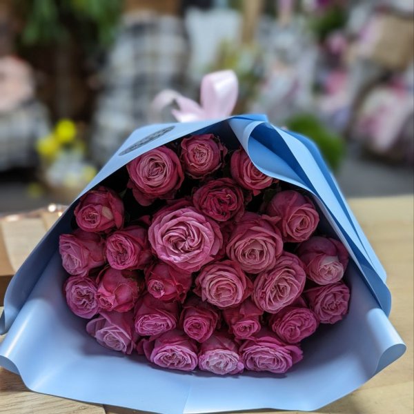 Promo! 25 hot pink roses 40 cm - Yesil