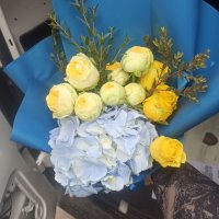 Blue and yellow bouquet