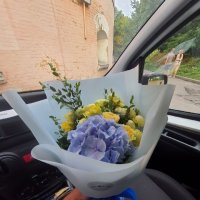 Blue and yellow bouquet