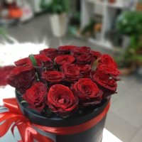 Красные розы в коробке 23 шт