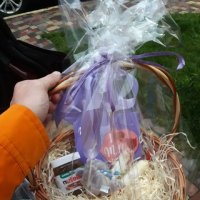 Basket with sweets and teddy