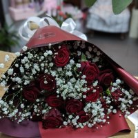 Розы с гипсофилой 15 шт