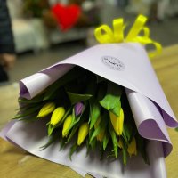 25 yellow and purple tulips