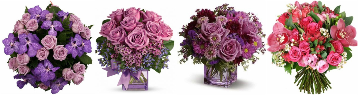 Розы фиолетовые в букете
